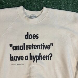 Fruit of the Loom Sweatshirt Mens L White Good Vintage 1992 Funny Graphic Raglan